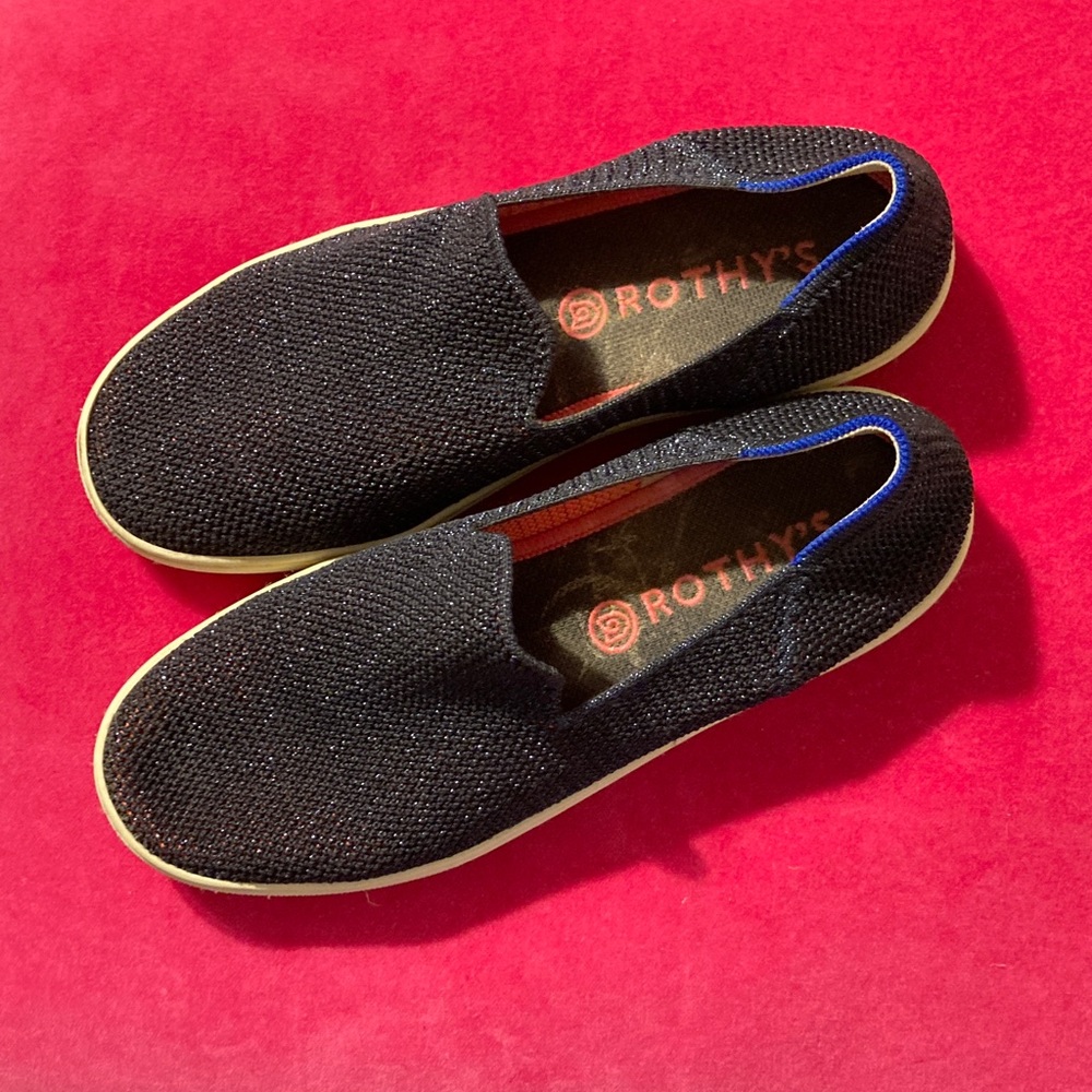 Rothy's Women’s Blue Slip-On Loafers with Sparkles.